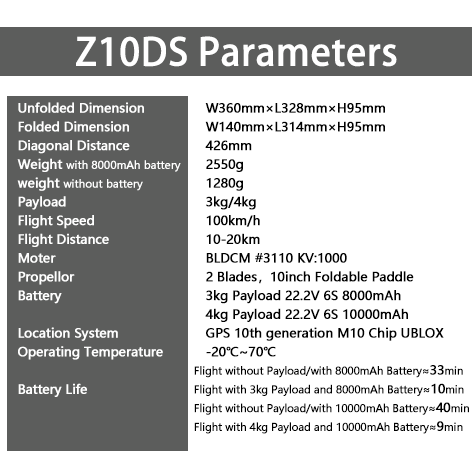 Z10DS FPV Drone AI-Guided .Thermal Imaging，4kg Payload
